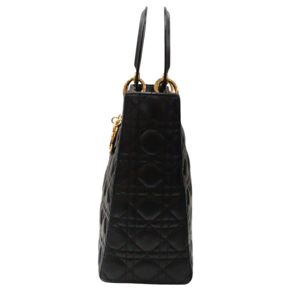 Christian Dior Lady Cannage Leather Handbag Shoulder Bag Strap Black - Picture 3 of 7